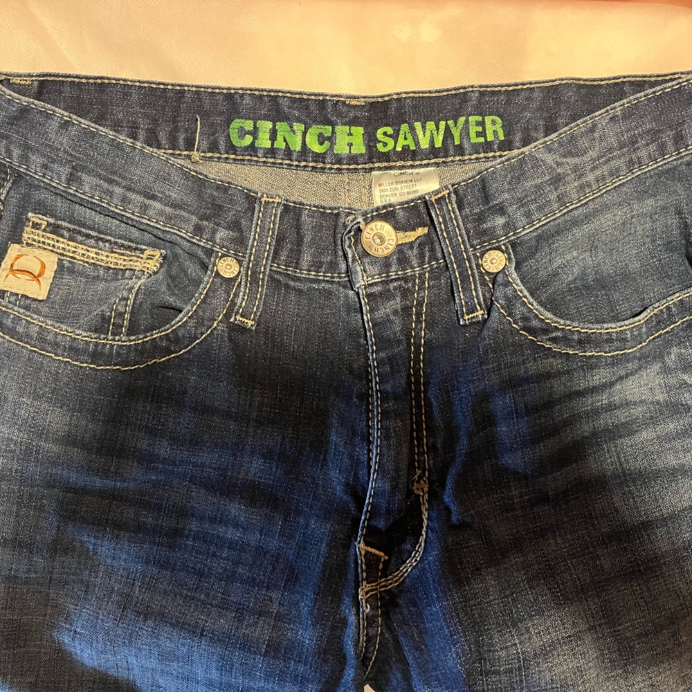 Cinch Men's Bootcut Jeans - Dark Blue Denim - Picture 2 of 4